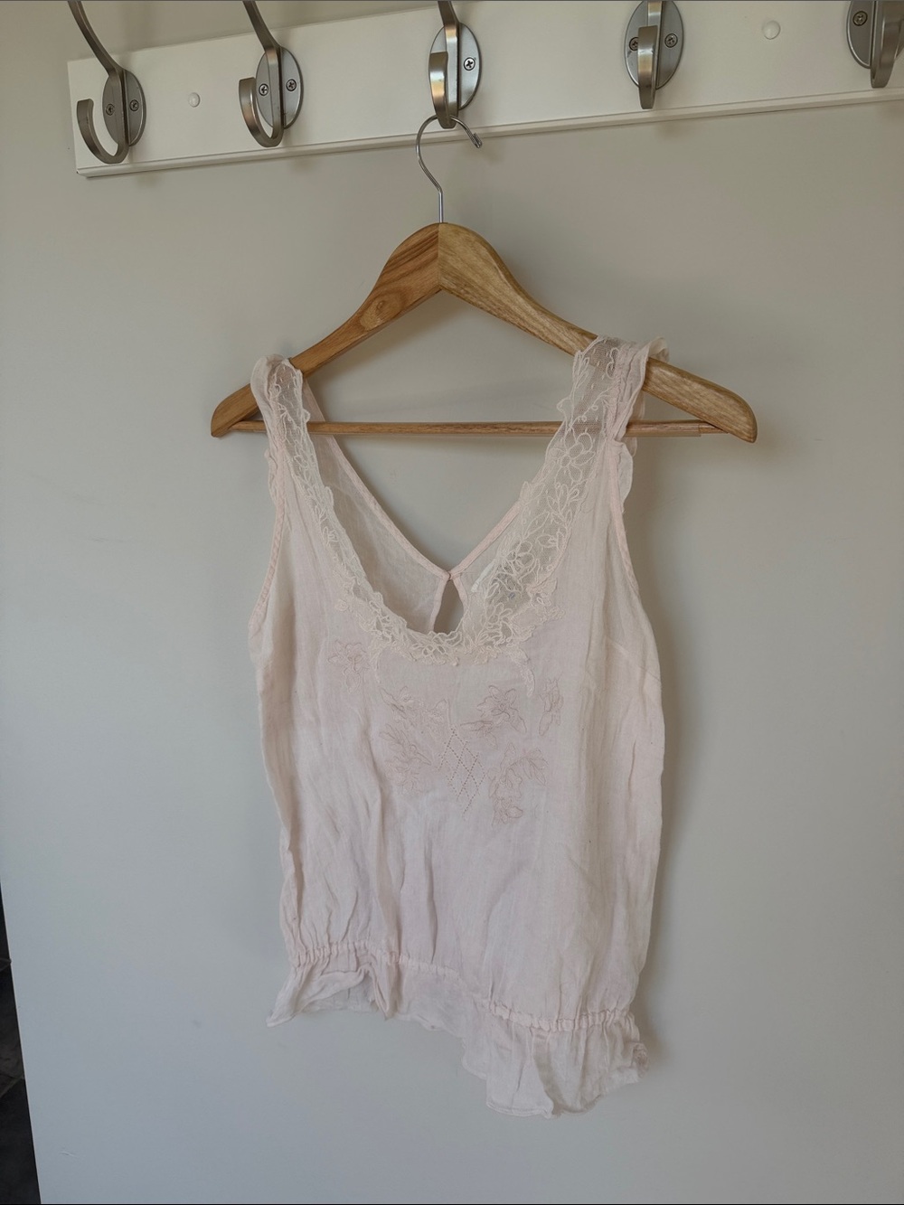 Abercrombie & Fitch Lace-Trim Chemise Top in Pale Pink